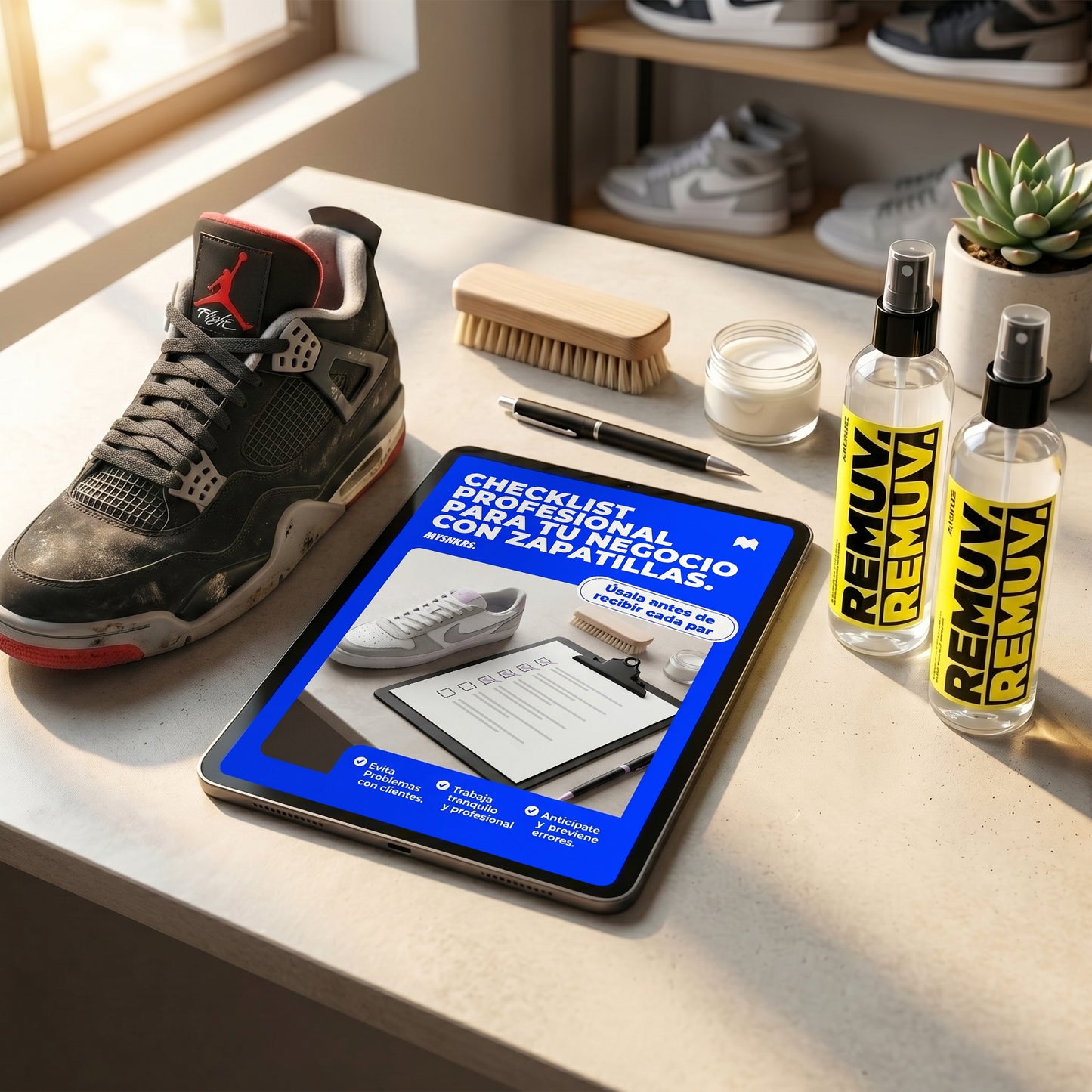 Checklist de recepción para servicios de limpieza y restauración de zapatillas